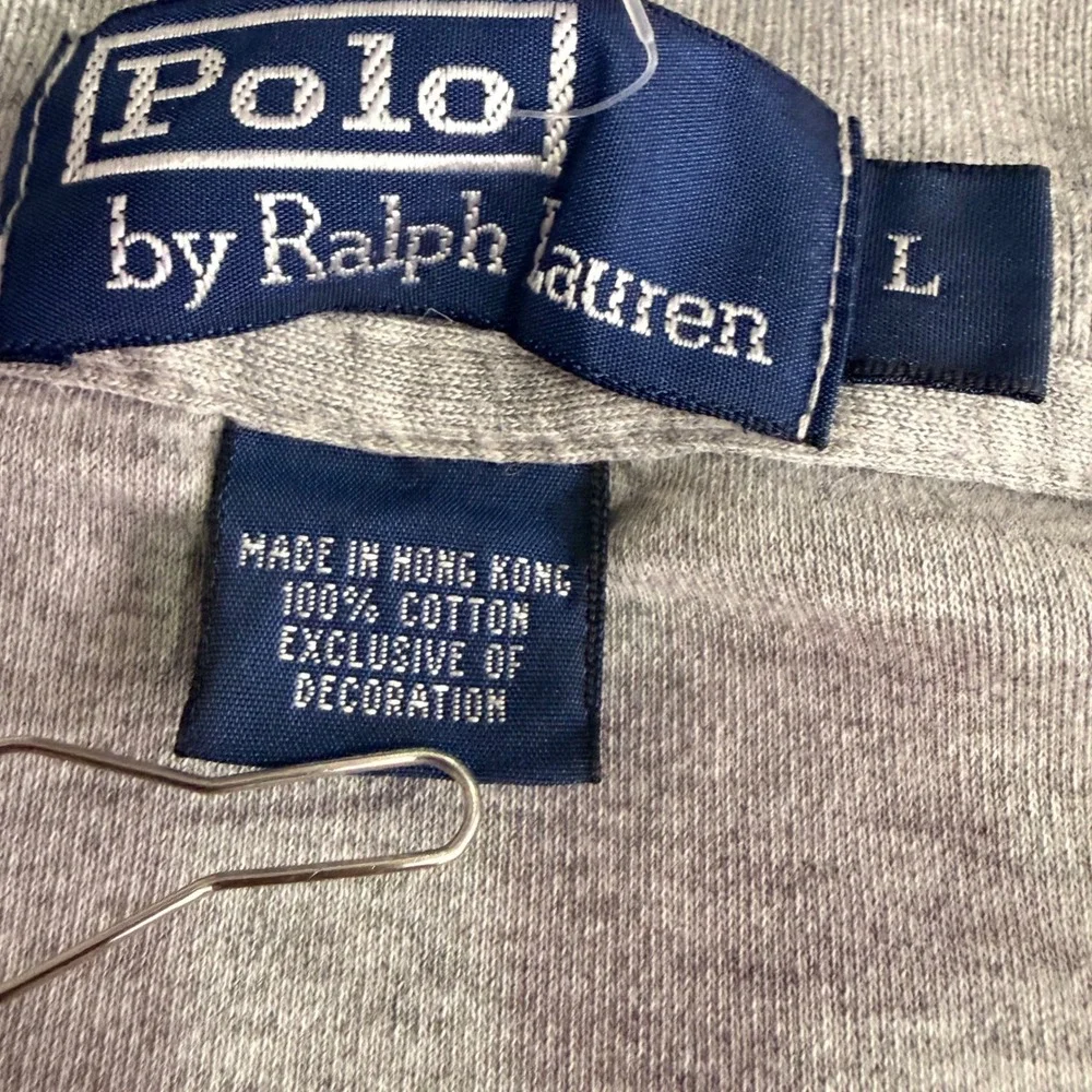 Polo Ralph Lauren Polo‎ Shirt Mens Large Gray Navy Blue Pony Logo Cotton Golf